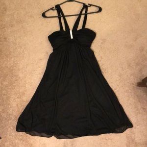 Black Chiffon Knee-Length Dress Size L